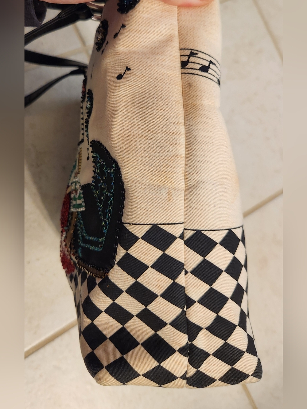 Elvis Presley Tote Bag Collectible 50’s Jukebox Retro Beaded White #K - Picture 5 of 13
